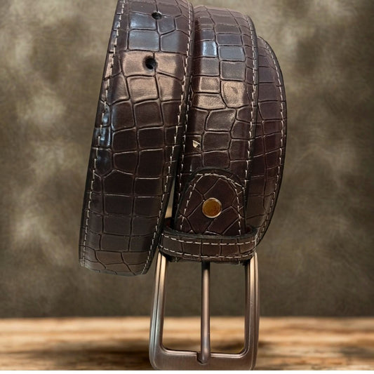 Crocodile Style Leather Belt | The Bold Vogue
