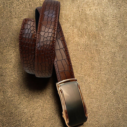 Crocodile Style Leather Belt | The Bold Vogue