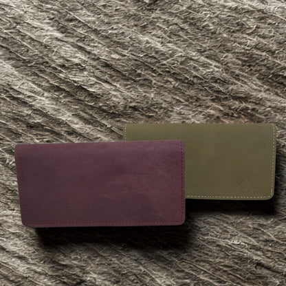 Long Leather Wallet with Zip, Folding Card Pocket | The Bold Vogue