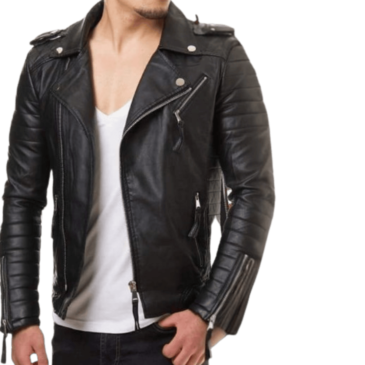 Leather Biker Jacket - Image 4