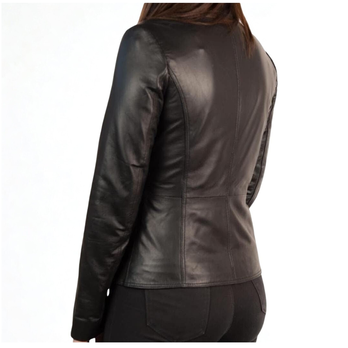 Ladies Black Leather Jacket - Image 5