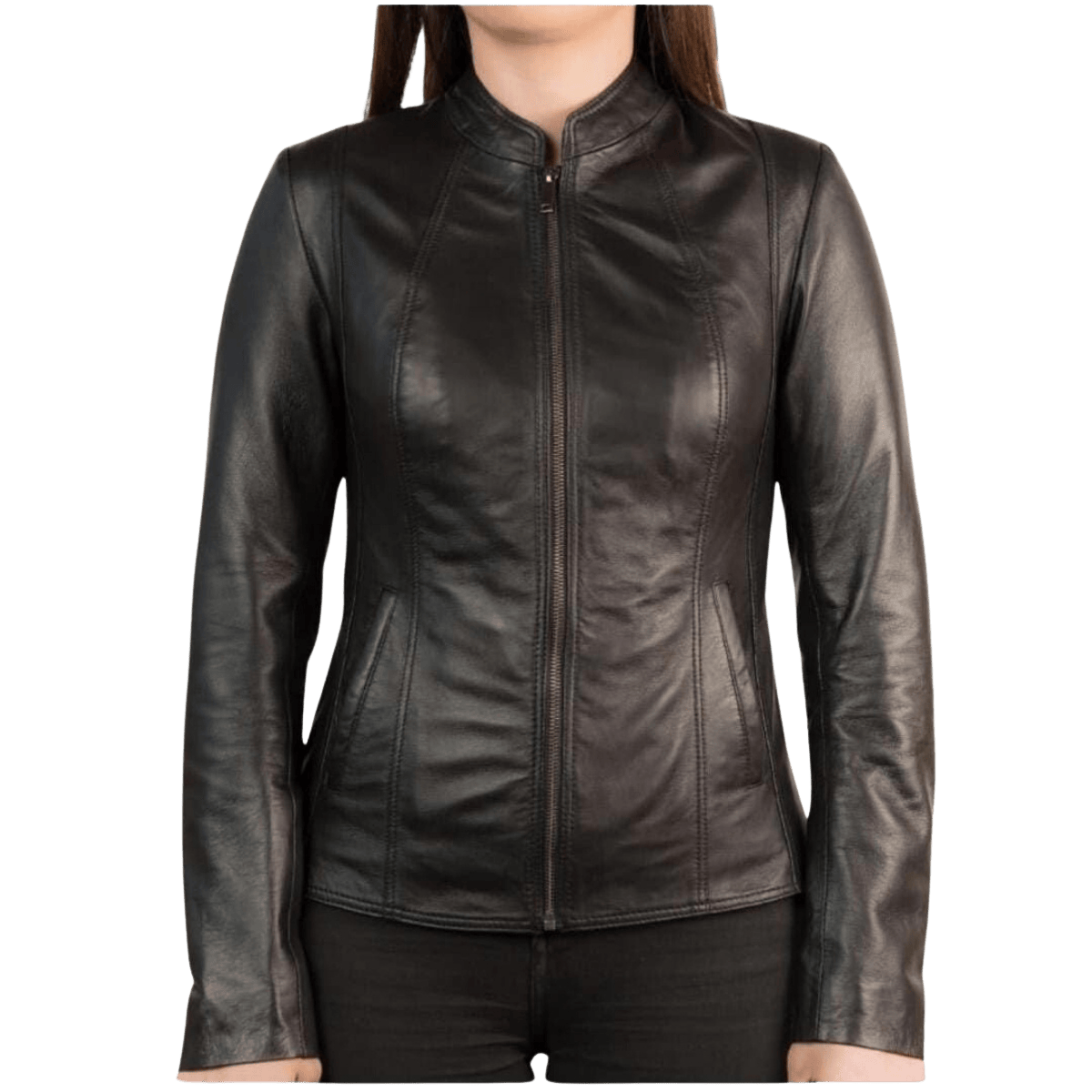 Ladies Black Leather Jacket - Image 4